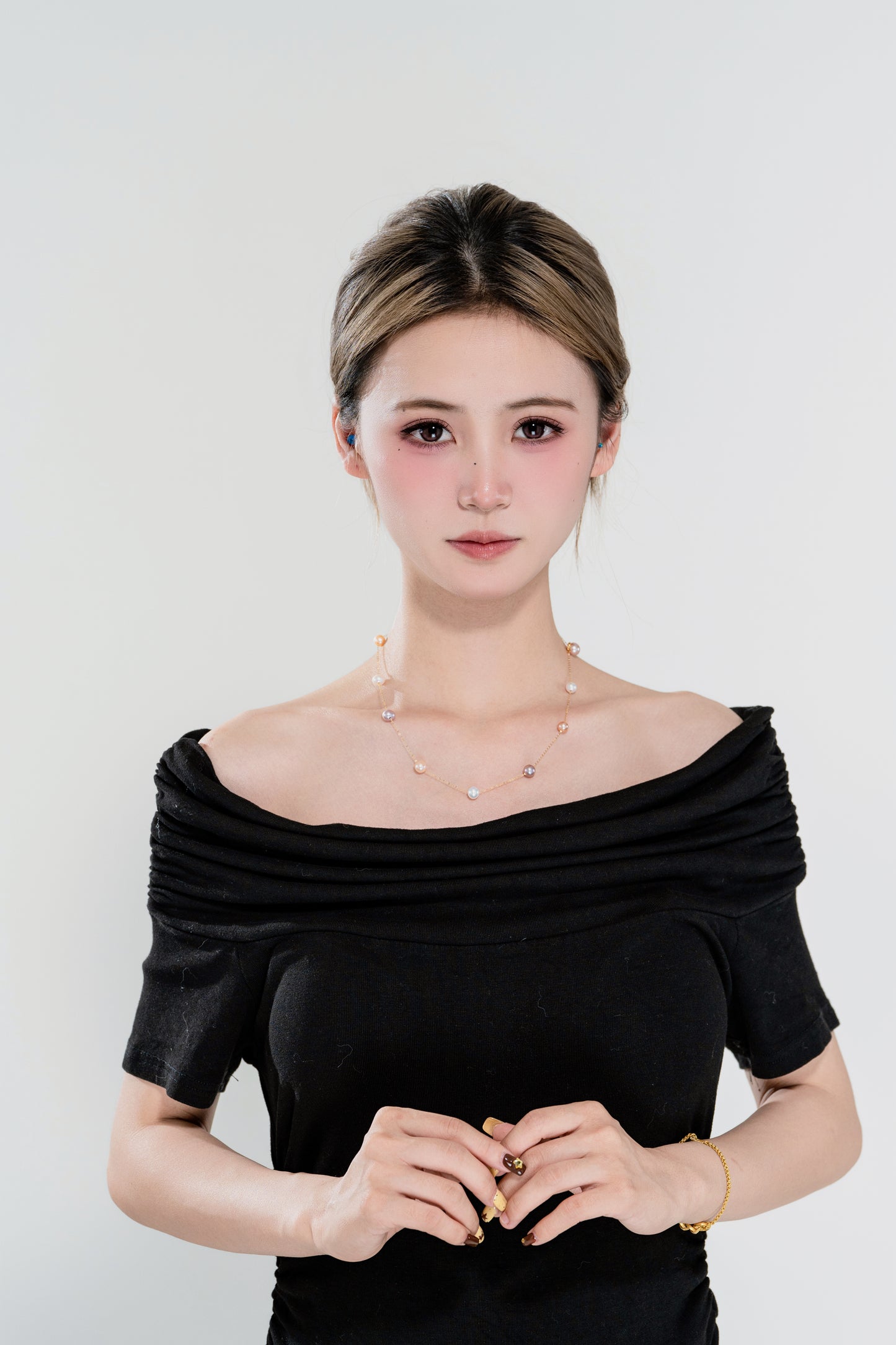 天使之淚 18K金淡水珍珠糖果滿天星項鍊(TSJ498)