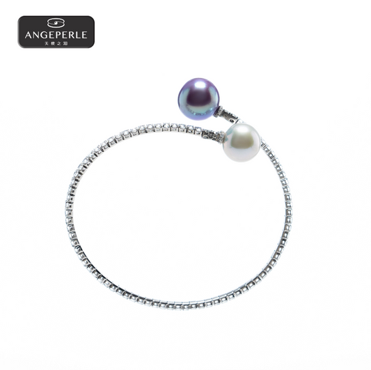 ANGELPERLE S925 Silver Freshwater Pearl Gablily Pearl Bracelet(TSJ505)