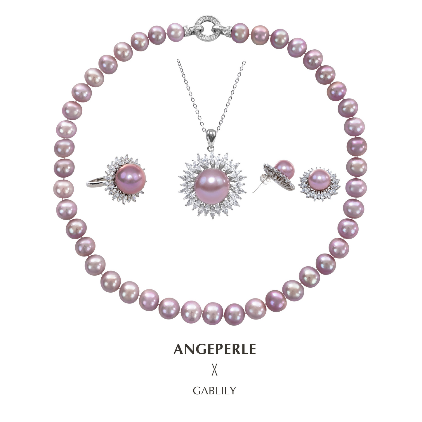 ANGELPERLE S925 Silver Freshwater Pearl Edison 4-Piece Gift Set(TSJCY100)