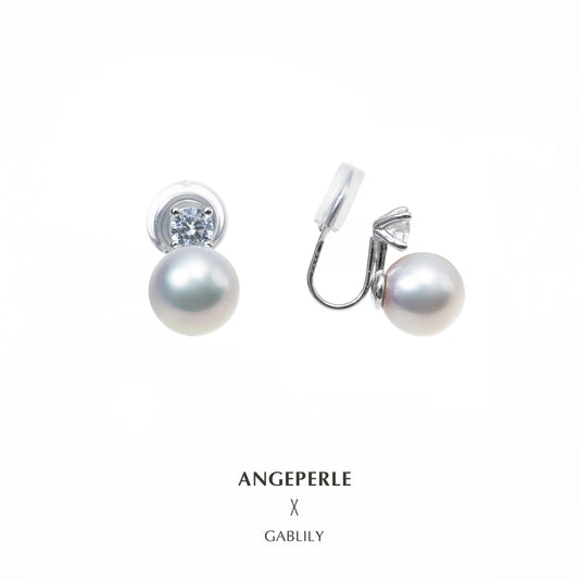 ANGELPERLE S925 Silver Freshwater Pearl Gablily Clip-on Earrings(TSJCY256)