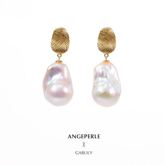ANGEPERLE S925 Silver Freshwater Pearl Baroque Earrings(TSJCY430)