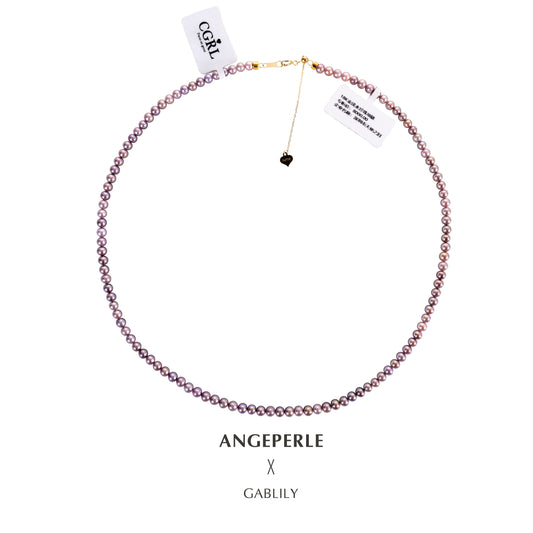 ANGELPERLE Dreamy Purple Freshwater Pearl Baby Purple Rice Pearl Necklace(TSJCY707)