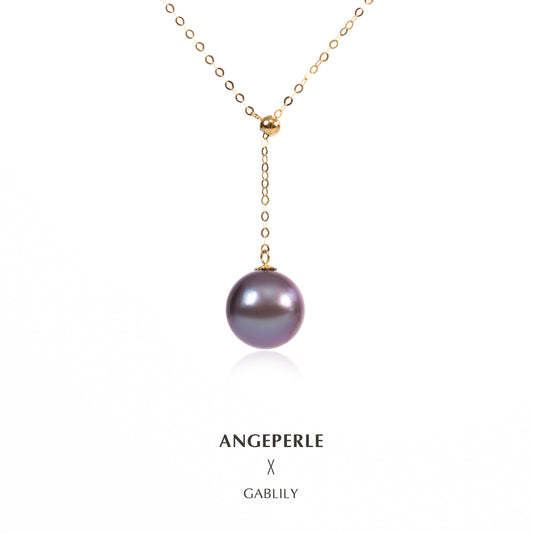 ANGELPERLE Y-Chain Freshwater Purple Pearl Pendant(TSJCY726)