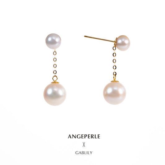 ANGEPERLE Freshwater Pearl Gablily Double Pearl Earline (TSJCY743)