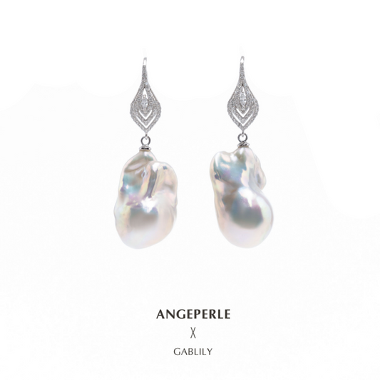 ANGEPERLE S925 Silver Freshwater Pearl Baroque Ear Hooks (TSJCY814)