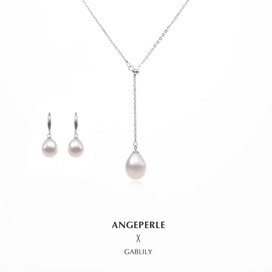 天使之淚S925銀珍珠吊墜耳鉤淡水珍珠兩件套(TSJCY847)