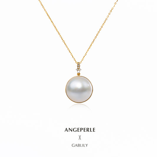 ANGEPERLE Gold-plated Seawater Mabe Pearl Pendant(TSJYZB34)