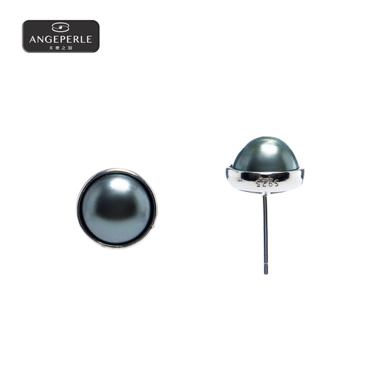 ANGELPERLE S925 Silver Seawater Pearl Tahitian Mabe Earrings(TSJYZB38)