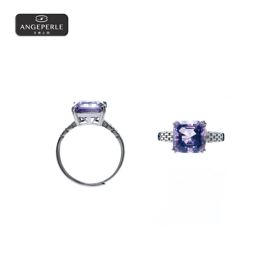 ANGEPERLE S925 Silver Freshwater Pearl Crystal Ring(TSJZW001)