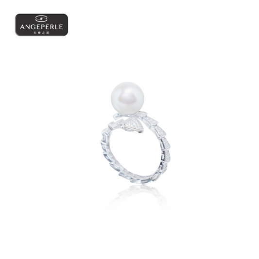 ANGELPERLE S925 Silver Freshwater Pearl Gablily Ring(TSSLF081)