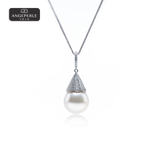 天使之淚 S925銀淡水清珠白麗加長版吊墜(TSSLF107)