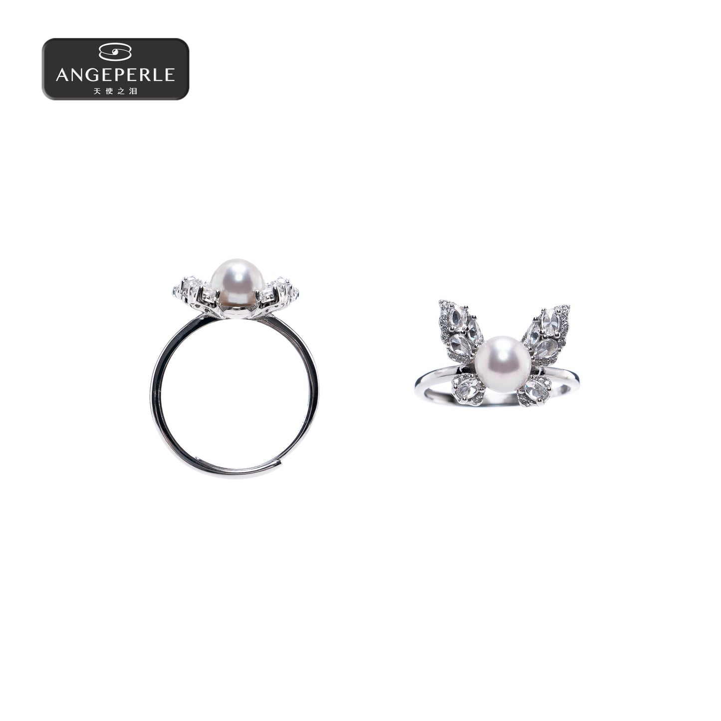 天使之淚 S925銀淡水珍珠★白麗蝴蝶戒指(TSSLF176)