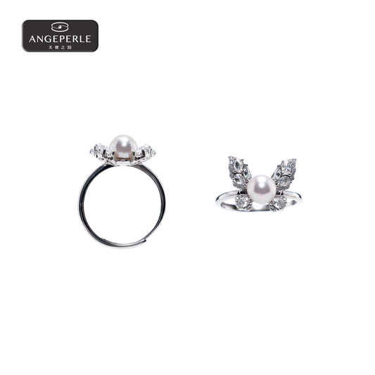 天使之淚 S925銀淡水珍珠★白麗蝴蝶戒指(TSSLF176)