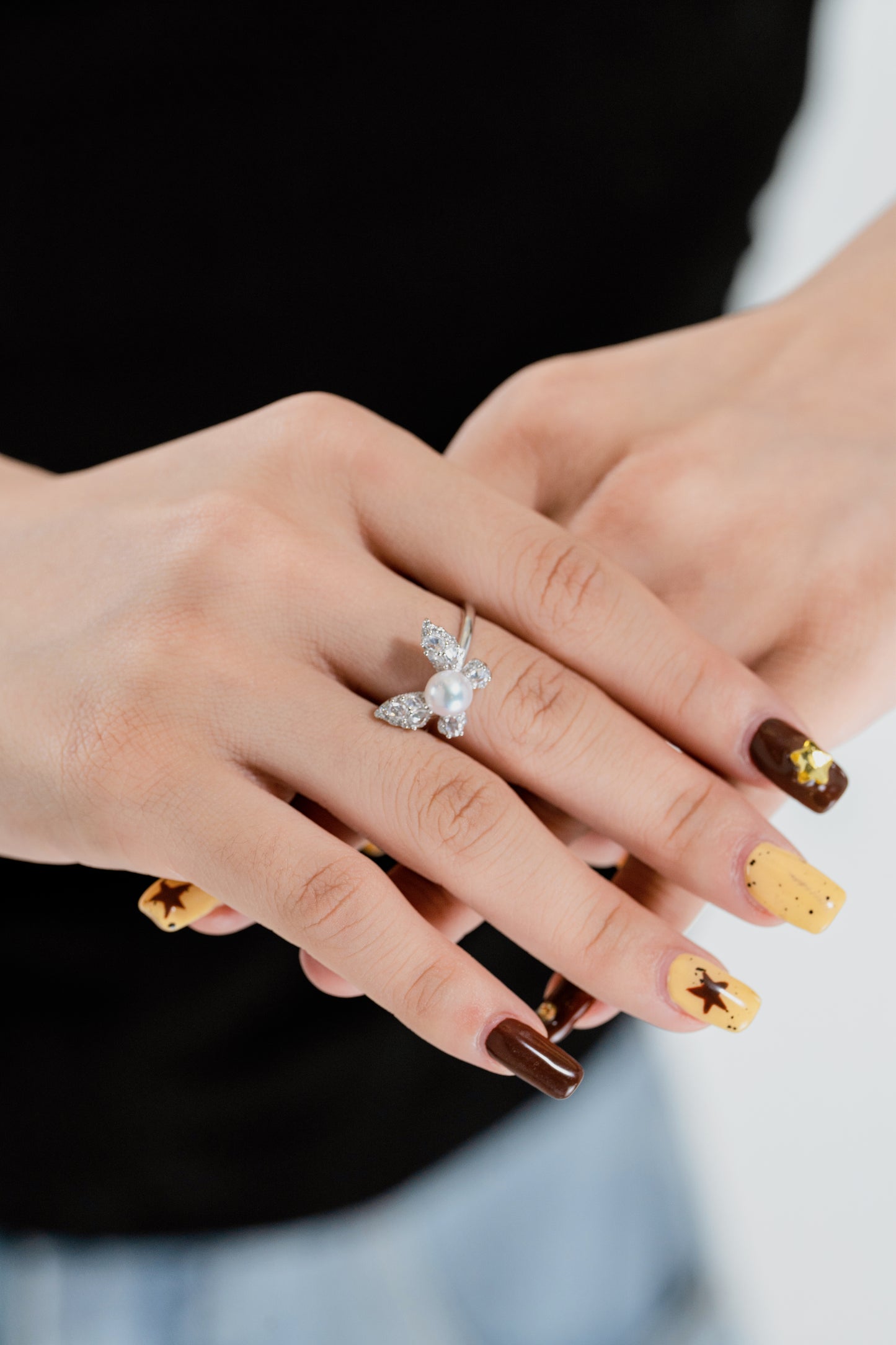 天使之淚 S925銀淡水珍珠★白麗蝴蝶戒指(TSSLF176)