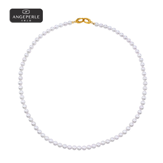 ANGELPERLE S925 Silver Seawater Pearl Akoya Necklace(TSSLF212)