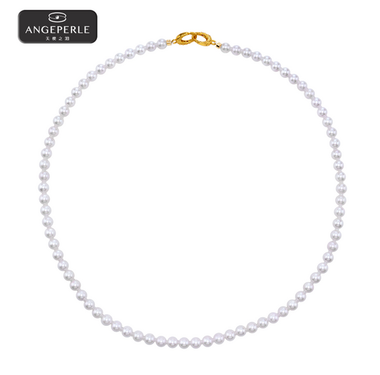 ANGELPERLE S925 Silver Seawater Pearl Akoya Necklace(TSSLF212)