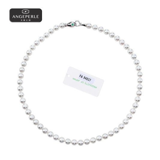 ANGELPERLE S925 Silver Seawater Pearl Akoya Necklace(TSSLF223)