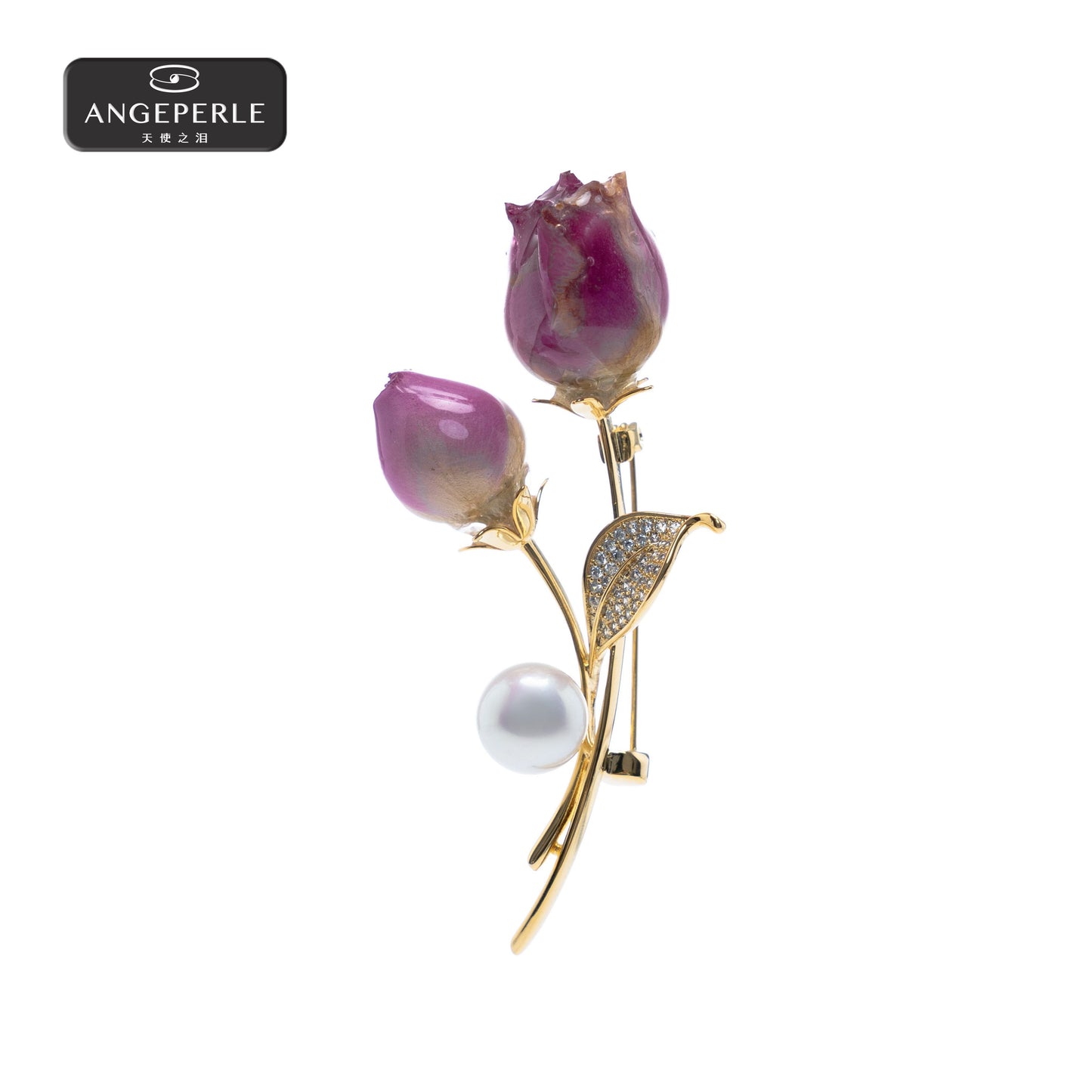 天使之淚 合金淡水珍珠★白麗玫瑰花胸針(TSXX239)