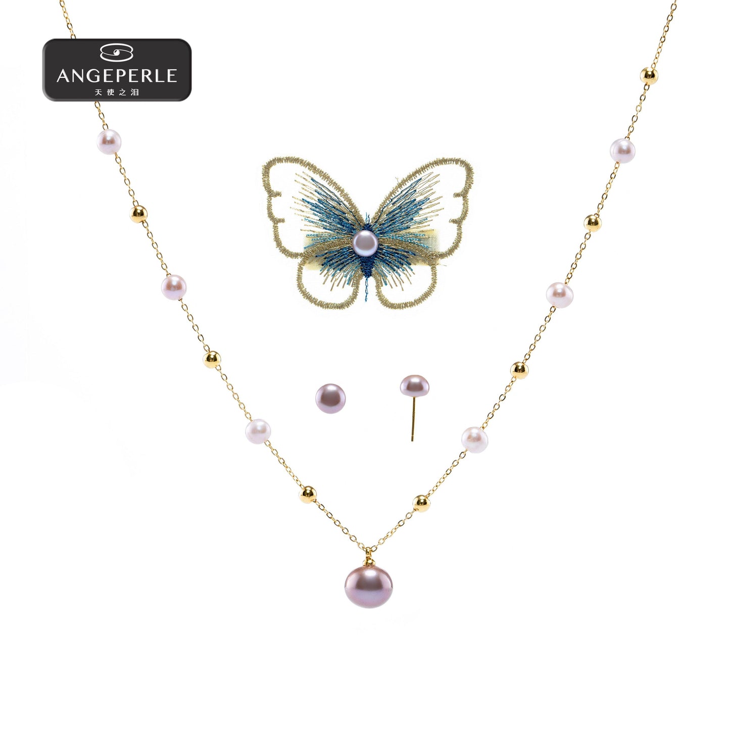 Alloy Freshwater Pearl Edison Pendant Set with Earrings & Brooch (3pcs)(TSXX250)