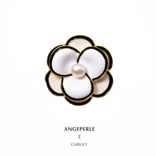ANGEPERLE Alloy Freshwater Pearl Double Daisy Brooch(TSXY012)
