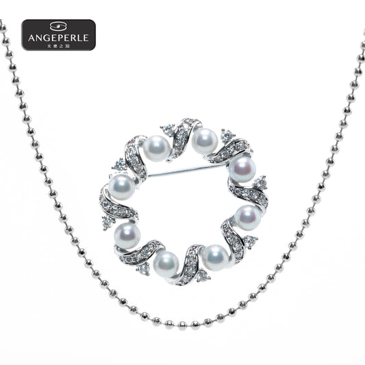 天使之淚 合金淡水珍珠★白麗花環胸針送鍊子(TSXY088)