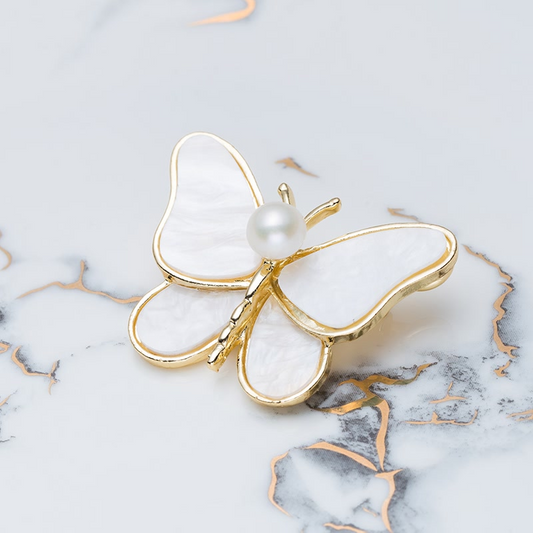 天使之淚 合金淡水珍珠蝴蝶胸針(TSXY586)