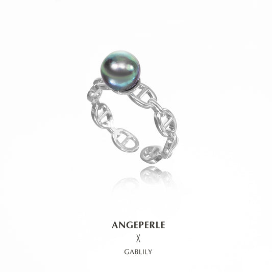 ANGEPERLE Alloy Seawater Pearl Real Hemp Ring(TSYM086)