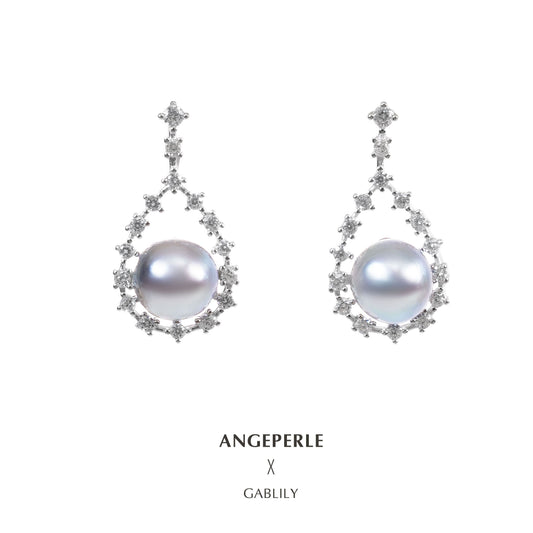 ANGEPERLE S925 Silver Seawater Madama Pearl Stud Earrings(TSYM130)