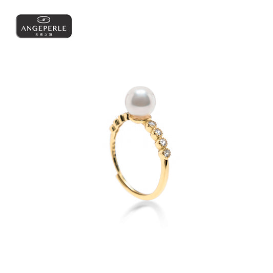 ANGEPERLE s925 silver seawater pearl akoya ring(TSZZN07)