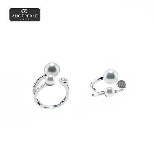 ANGELPERLE S925 Silver Seawater Pearl Akoya Madama Ring(TSZZN121)