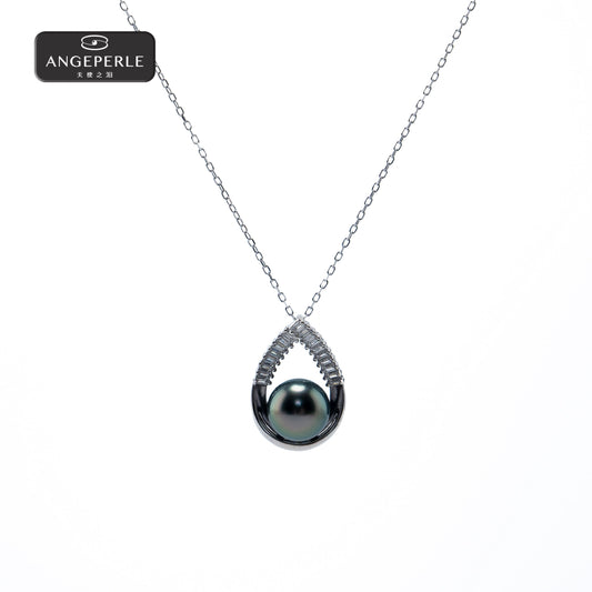 ANGELPERLE S925 Silver Seawater Pearl Tahitian Pendant(TSZZN132)