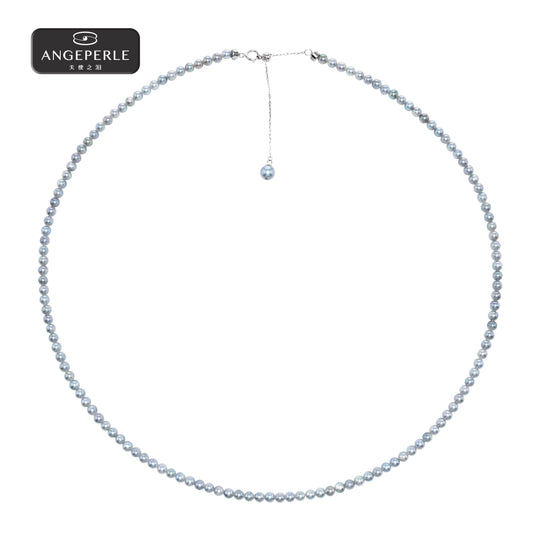 ANGEPERLE 18k gold seawater pearl real hemp millet bead necklace(TSZZN24)