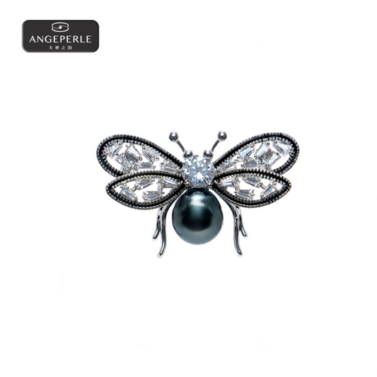 ANGELPERLE Alloy Seawater Pearl Tahitian Baroque Brooch(TSZZN47)