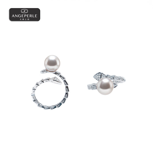 ANGELPERLE S925 Silver Seawater Pearl Akoya Ring(TSZZN84)