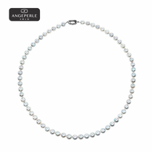 ANGELPERLE S925 Silver Seawater Pearl Madama Necklace(TSZZN96)