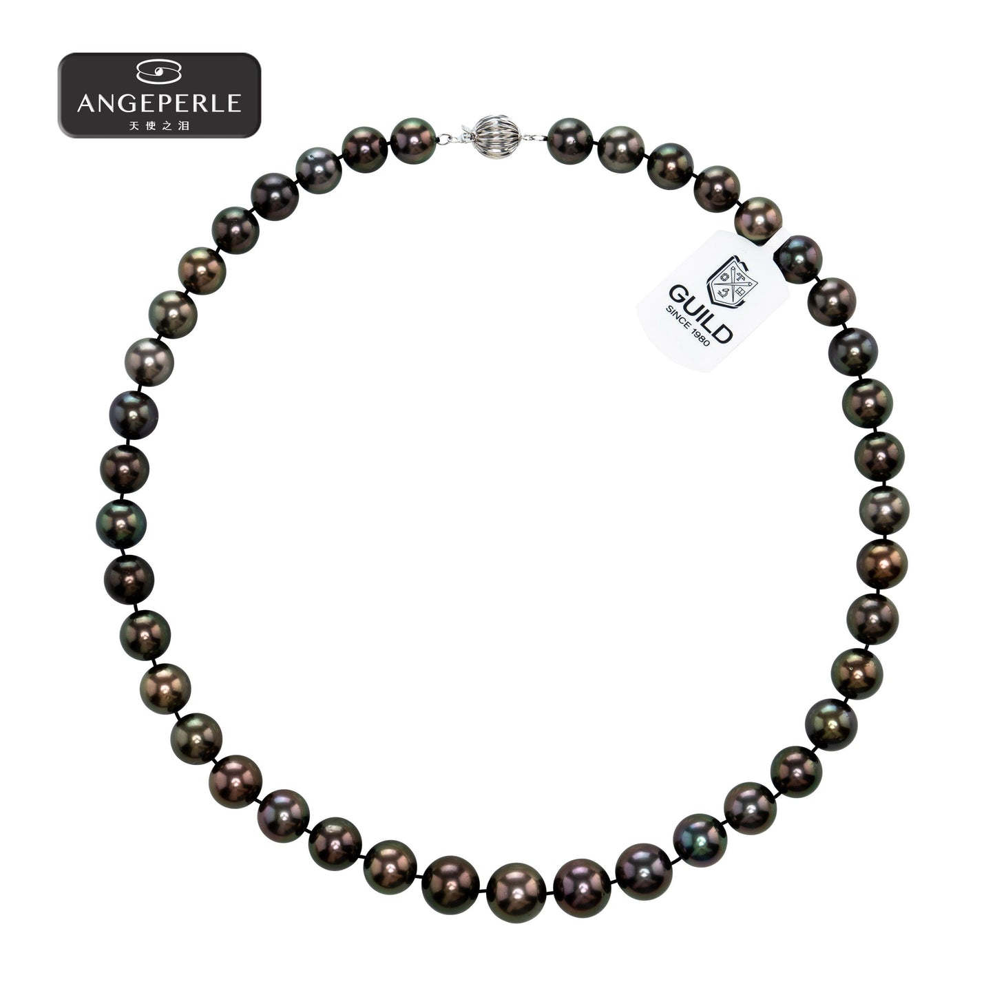 ANGEPERLE Lagoon Seawater Pearl, and Tahitian Pearl Necklace 8-11 mm TSJ508