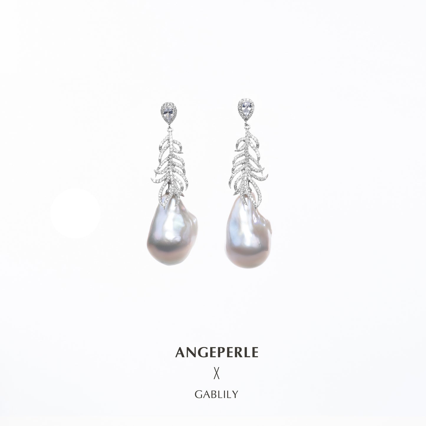 ANGELPERLE S925 Silver Angel Wing Baroque Freshwater Pearl Earrings