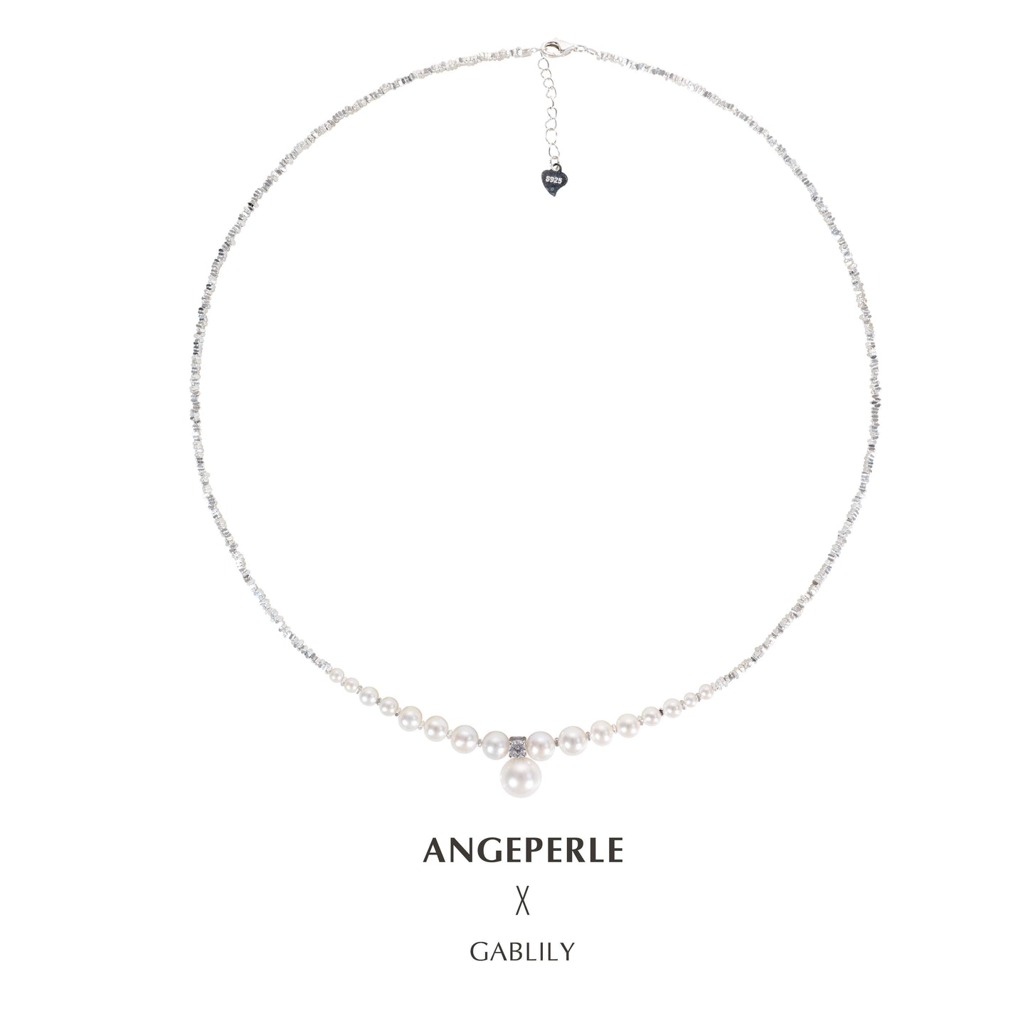 天使の涙 S925シルバー淡水パールジュエリー白くて美しいシルバーチェーンネックレス TSJCY504