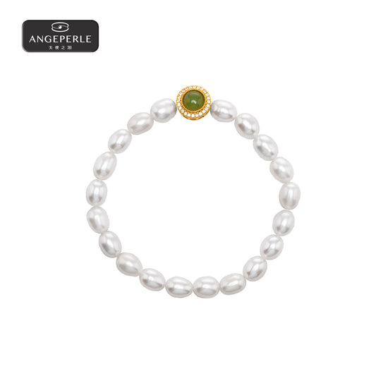 天使之淚 S925銀淡水珍珠與田玉珍珠手鍊(TSCB002)