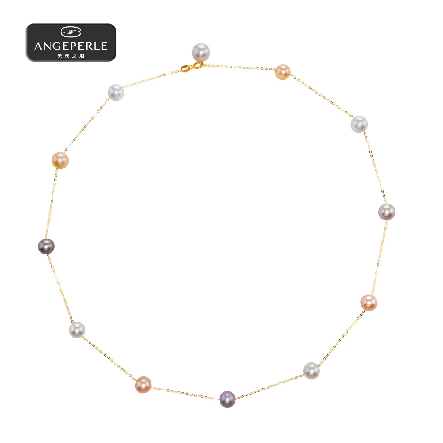 天使之淚 18K金淡水珍珠糖果滿天星項鍊(TSJ498)