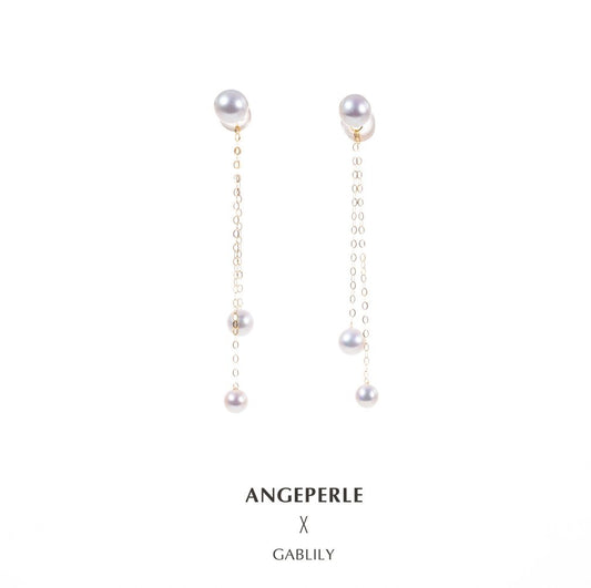 天使之淚 靈動 18K金淡水珍珠★白麗耳線 兩用款(TSJCY653)