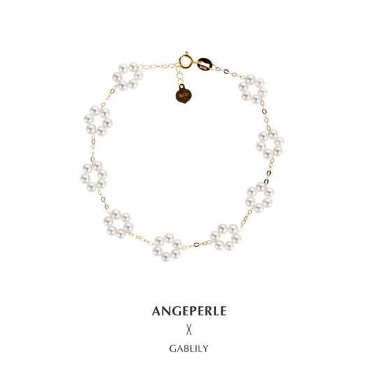 天使之淚 18K金淡水珍珠白麗珍珠手鍊(TSJCY762)