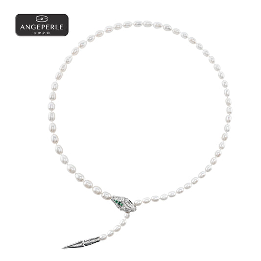 天使之淚 合金淡水珍珠靈蛇項鍊(TSZY08)
