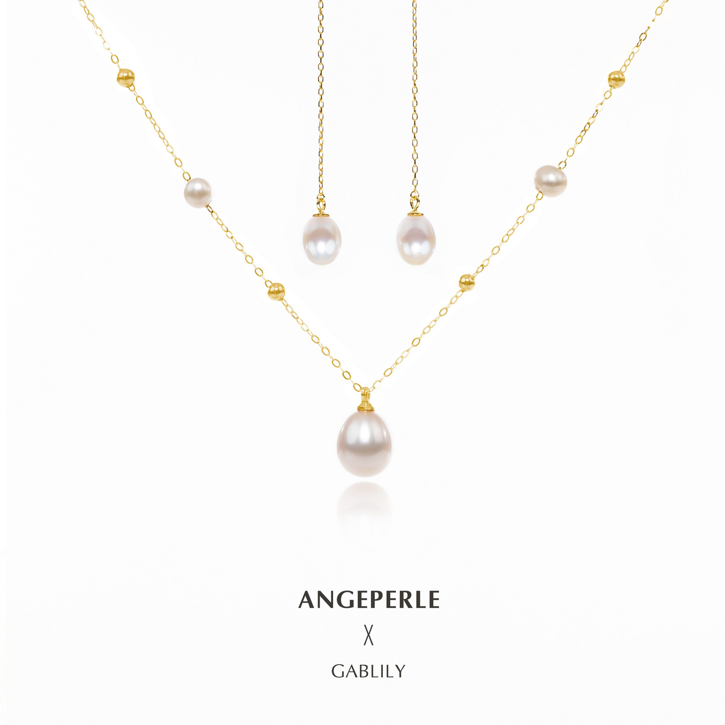 ANGEPERLE Freshwater S925 Silver Oval Pearl Star Pearl Necklace：4-5mm/9-10mm 7-8mm   (TSZL067)