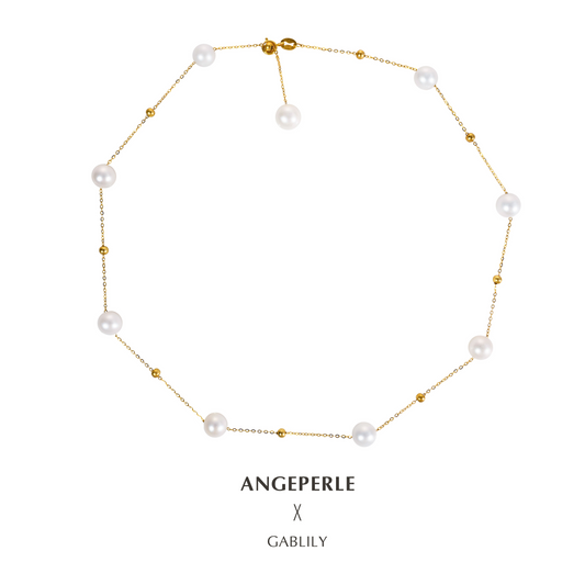 ANGEPERLE S925 silver freshwater pearl Stars necklace 7-8mm （TSJCY629）