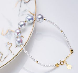 ANGEPERLE Seawater Pearl  Akoya Madama Baroque Fashion Bracelet 8-9mm（BPCY299）