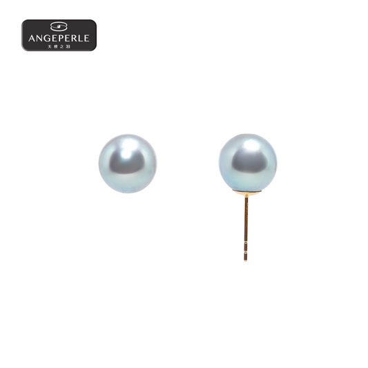 ANGEPERLE Sea Pearls Akoya Madama Pearl Earrings 8-9mm （TSJ196）