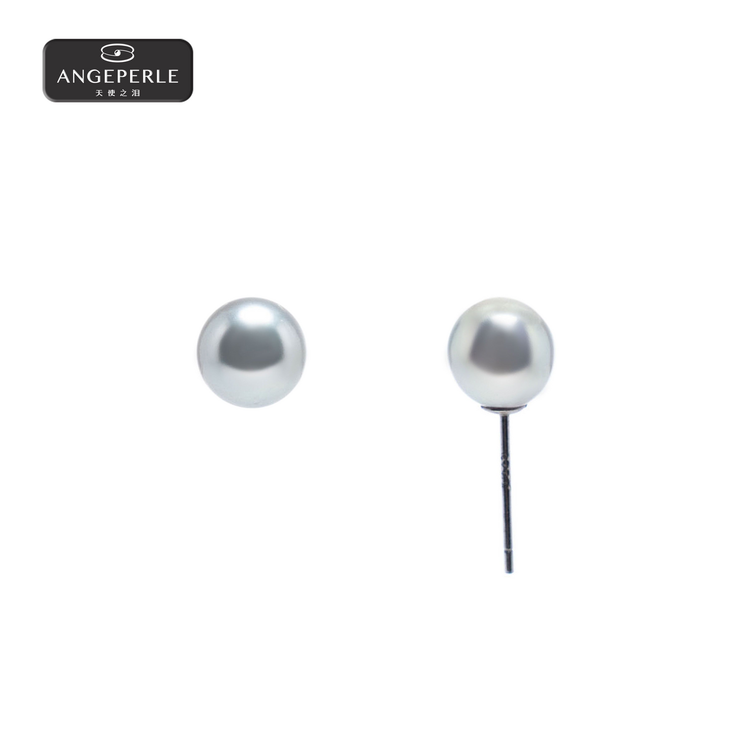ANGEPERLE s925 silver seawater pearl Akoya Madama earrings 6-7mm （TSZZN08）