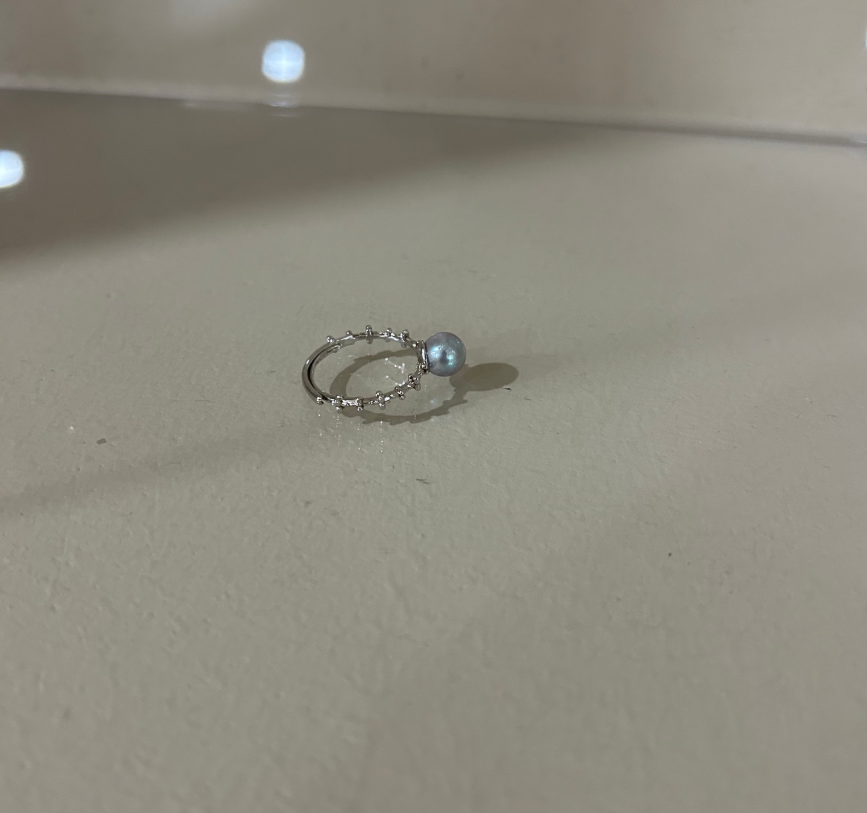 ANGEPERLE s925 silver seawater pearl Akoya Madama ring 6-7mm （TSZZN20）