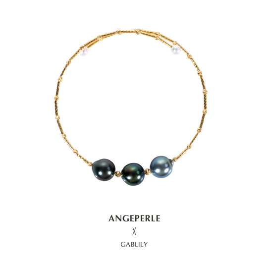 ANGEPERLE Seawater Pearl Tahitian Baroque Gablily Baby Pearl Bracelet 3.5-4mm/8-9mm TSGY127